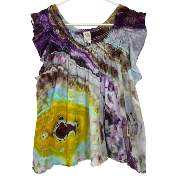 Free People Tie Dye Babydoll Top Tee Womens Size Small Handmade Multi FP Shirt - Picture 1 of 9